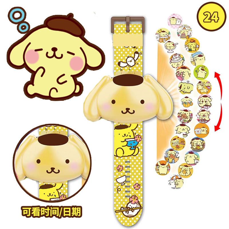 Elsa princess projection watch kuromi cartoon electronic luminous watch toy cinnamon dog melody creative gift