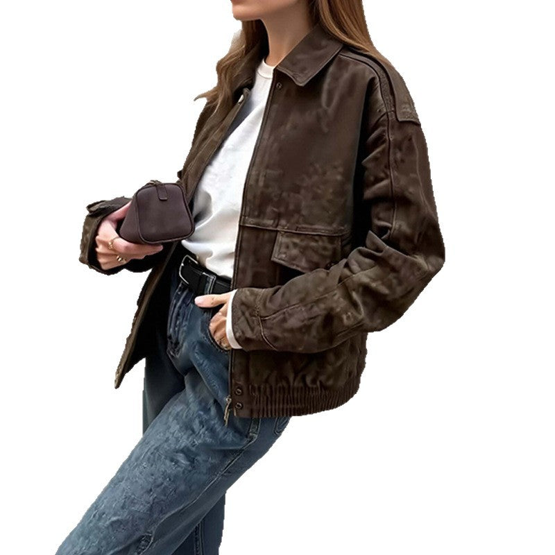 new summer women's clothing: cross-border fashion outerwear - casual, versatile, slim-fit women's jacket with turn-down collar and pockets