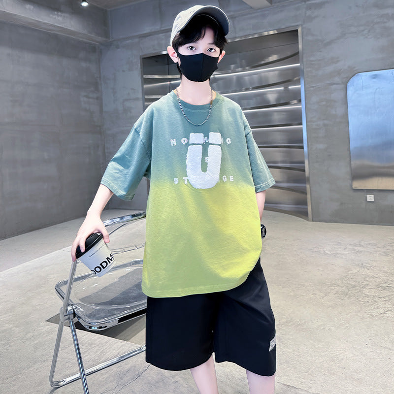 Boys' summer outfit set: new  styles for mid-to-large children - lightweight, short-sleeved, stylish summer clothes for boys, perfect for making a statement