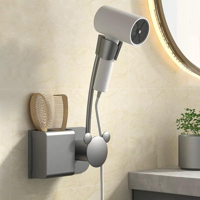 No punching, hair dryer rack, wall-mounted free hand-held rotating lazy bracket, bathroom, bathroom hair dryer storage
