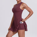 new arrivalfake two-piece outdoor stand-up collar dress running anti-exposure bottom skirt tennis skirt yoga wear for women