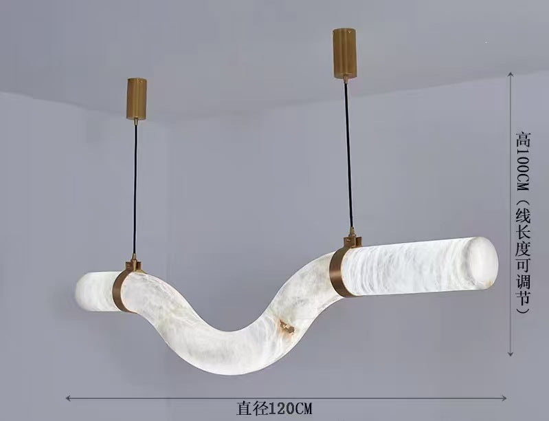 Modern minimalist faux marble chandelier - designer creative light luxury for villa, restaurant, bar, lobby - round, column, and linear styles available