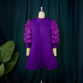 Am220943 commuting small stand-up collar cardigan style dress casualcommuting pleated sleeve shorttopsdresses