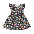 Summer's hottest new item: girls' dresses! cross-border bestseller featuring flutter sleeves and colorful dinosaur designs. wholesale available
