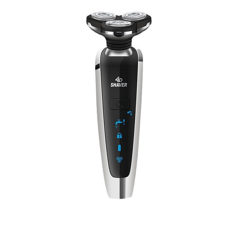 Men's electric shaver - home use, digital display, full body washable, floating triple-blade razor, all-in-one grooming kit