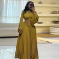 European and american style women's clothing  new sweet round neck lantern sleeve short blouse high waist flared midi skirt two-piece set