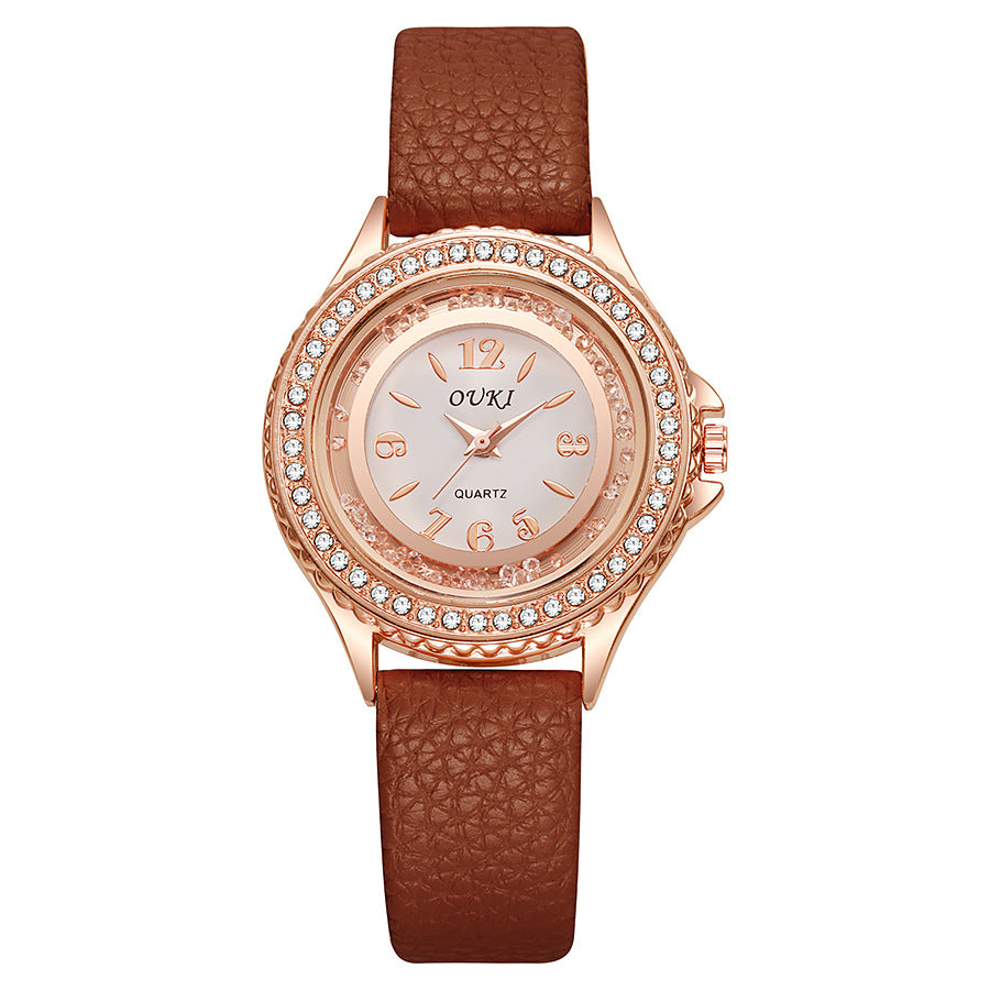 2025 new luxury rhinestone women's watch - fashionable and minimalist round quartz wristwatch for female students - wholesale