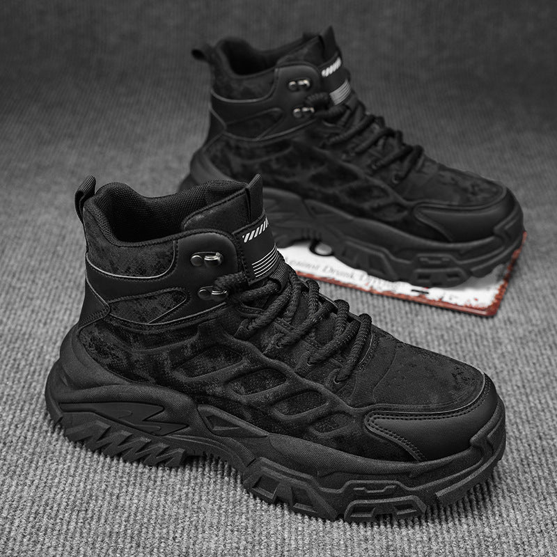 Workwear men's shoes winter non-sliphikingbootsmenthick soleheight increasingdad shoessportscasualhigh top trendy shoes