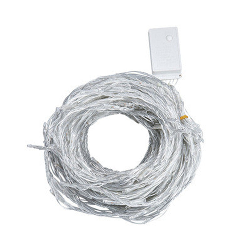 LED running water light string, waterfall light flashing, curtain light, holiday light, Christmas lights, room decoration background full of stars