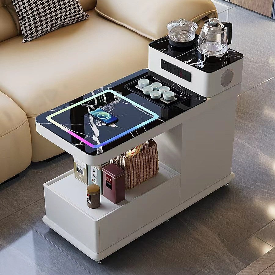 Movable sofa side table, smart water boiling and tea making, with wireless charging, bluetooth audio, all solid wood side table, enlarged water bucket