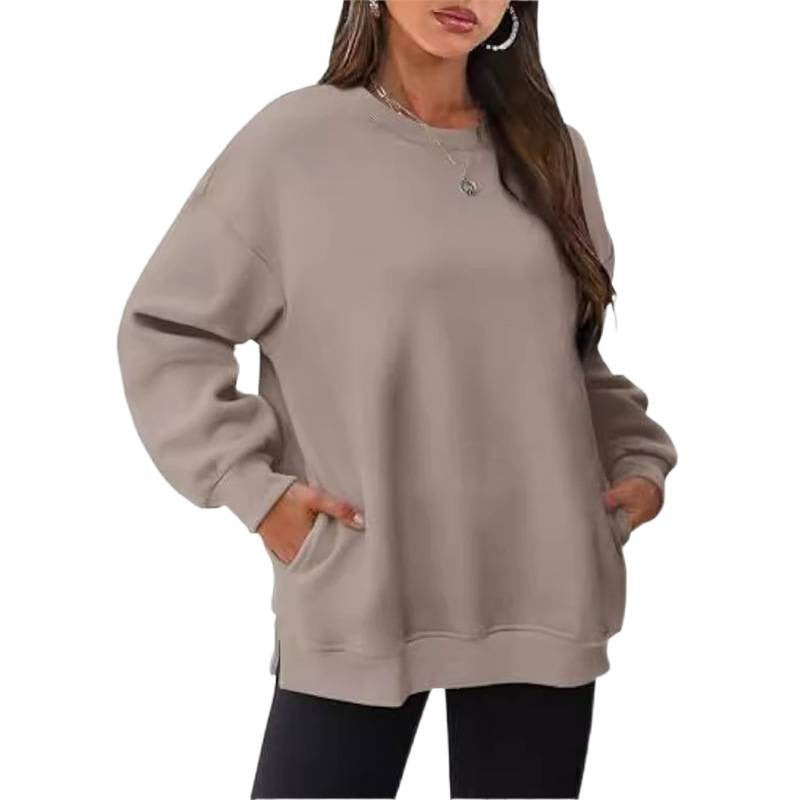 women's relaxed fit crewneck sweatshirt - autumn/winter casual top, european & american street style