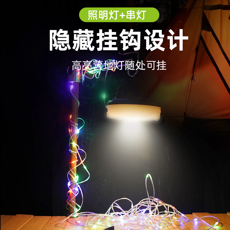 Cross-border new solar outdoor lighting camping light tape measure storage LED camping light string tent emergency atmosphere