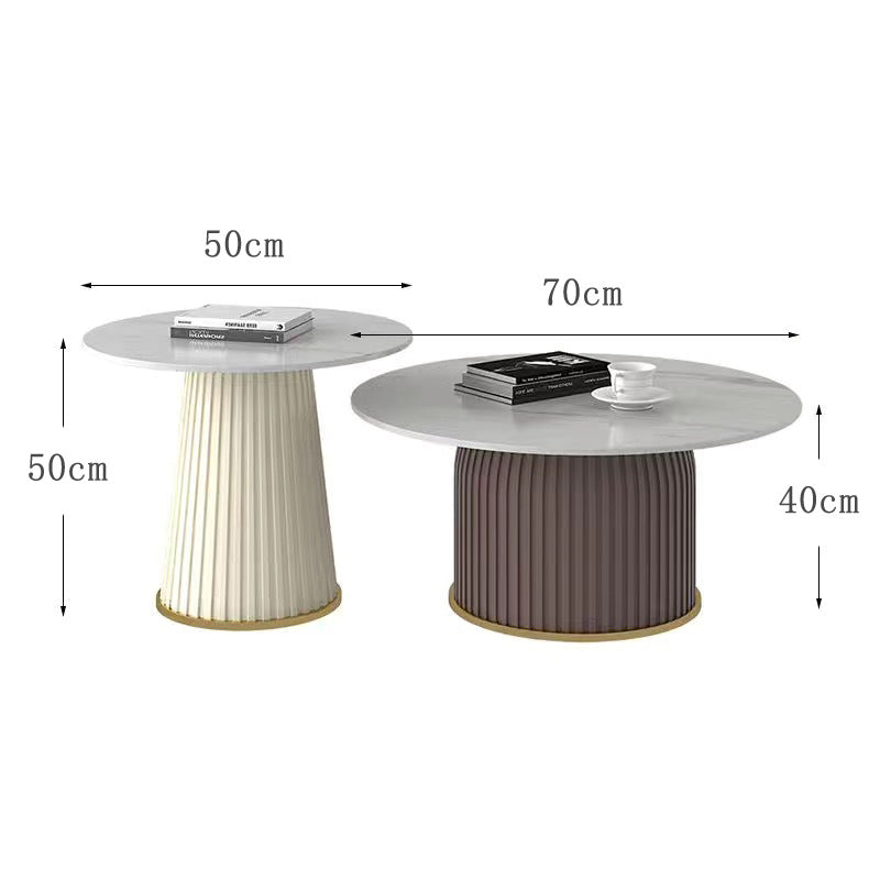 Nordic rock slab living room coffee table set - new light luxury modern small apartment creative trendy round side table