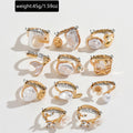 European and american cross-border baroque irregular imitation pearl ring set - vintage french style asymmetrical open knuckle jewelry