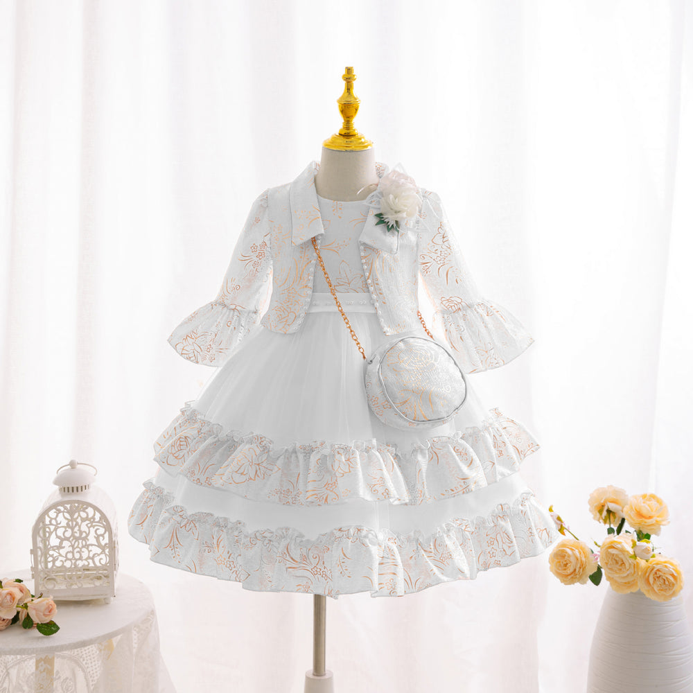 New in stock skirt set children's dress three-piece cake princess dress girls' birthday dress flower girl