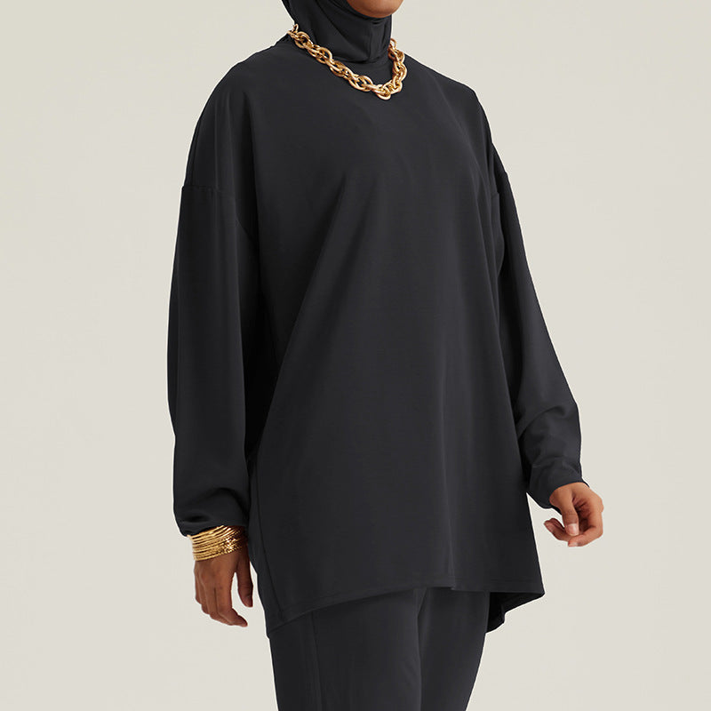 fashionin stock  new arrival middle east women's topslooseoutwearfashionlong sleeves t-shirt