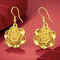 Vietnamese gold flower ear hooks brass gold-plated ethnic style earrings earrings for women live broadcast hot source wholesale