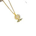 [titanium steel] new style full zirconium sunflower necklace women's earrings niche design high-end pendant clavicle chain jewelry