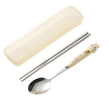 Creamy yellow rabbit two-piece set (spoon and chopsticks) 304