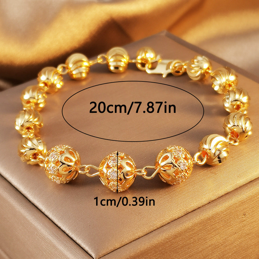 Women's elegance 24k gold plated copper bracelet, artificial zircon and heart pendant - party and vacation accessories