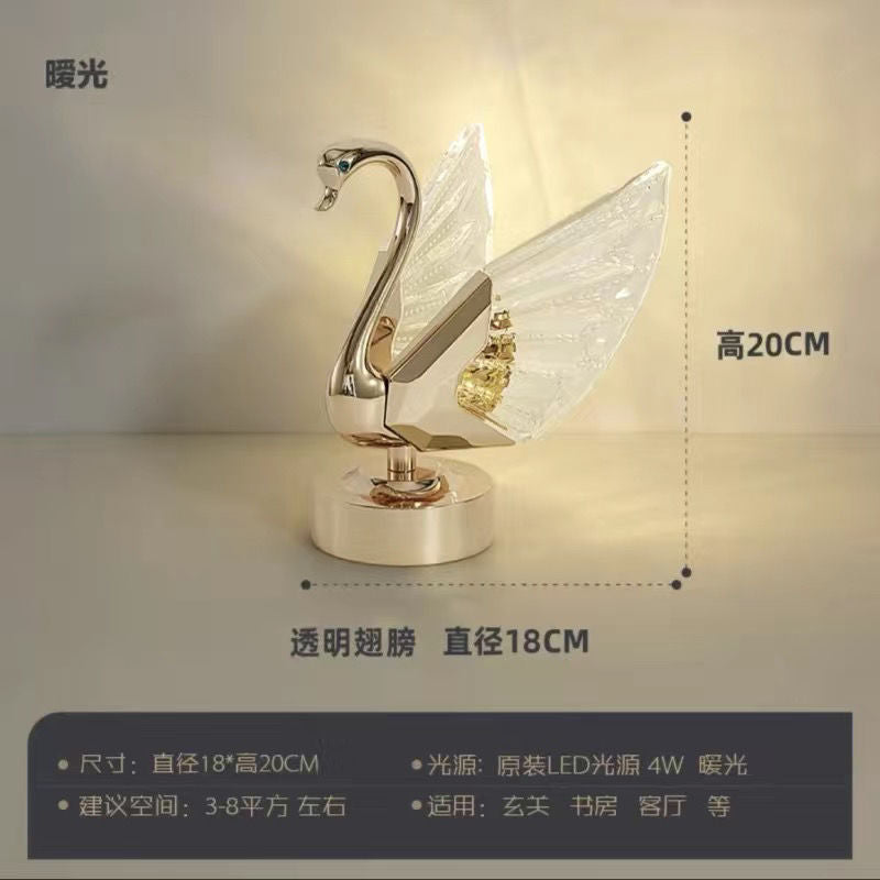 Swan table lamp new arrival table lamp high-end wedding gift popular bedside table charging ins style bedroom bedside lamp