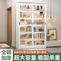 Steel light luxury sliding door bookcase push-pull glass door display cabinet iron kids bookshelf floor-standing storage cabinet password lock