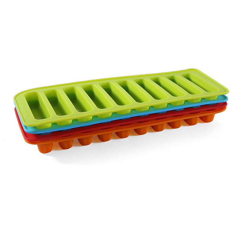 Cylindrical silicone ice cube tray mold - 10-cavity finger mold for cookies, ice pops, ice cubes, and chocolate diy