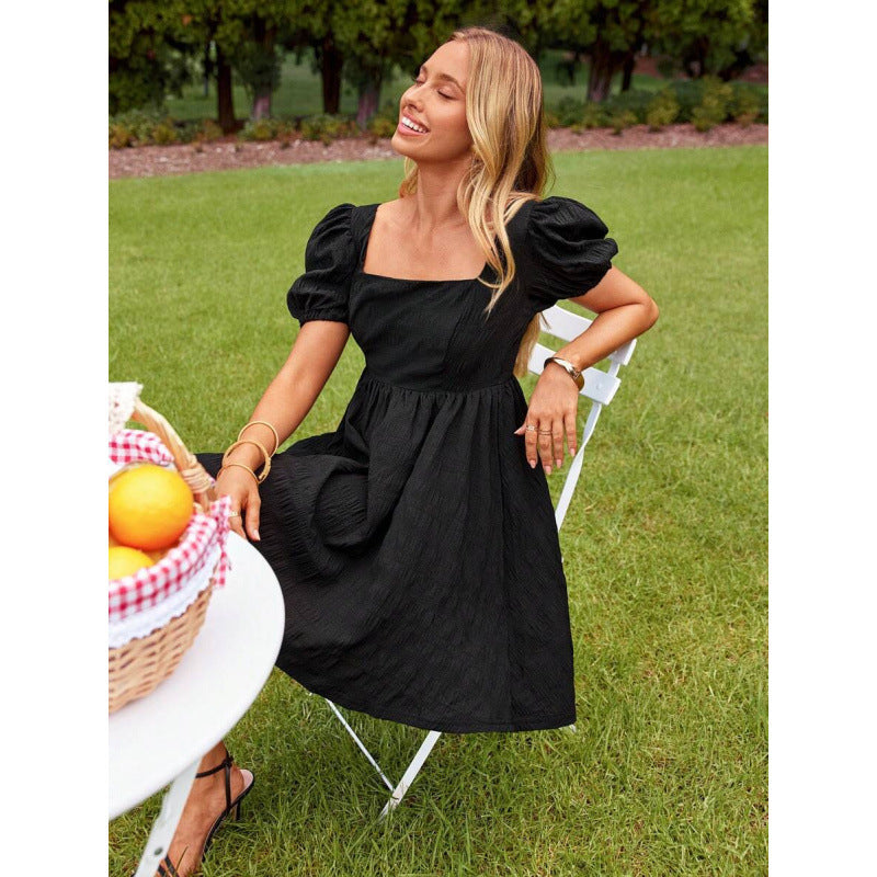 fashionsweetelegant floral casualelegance puff sleeve pastoral style printing holiday dress