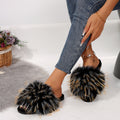 Faux fox fur slippers - stylish furry slippers for women, perfect for indoor and outdoor wear, non-slip, wholesale ladies' sandals