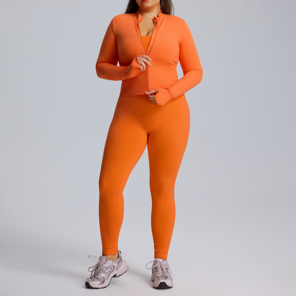 European and american plus size long sleeve yoga outfit set - women's high elasticity quick-dry activewear three-piece set - new autumn/winter fitness apparel
