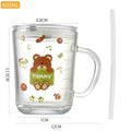 Cartoon milk mug summer glass cup with handle straw cup popular breakfast cup high-value water cup souvenir gift cup