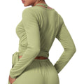 European and american fashionable brushed yoga top - one-piece tie-up long sleeve activewear for outdoor high-end fitness