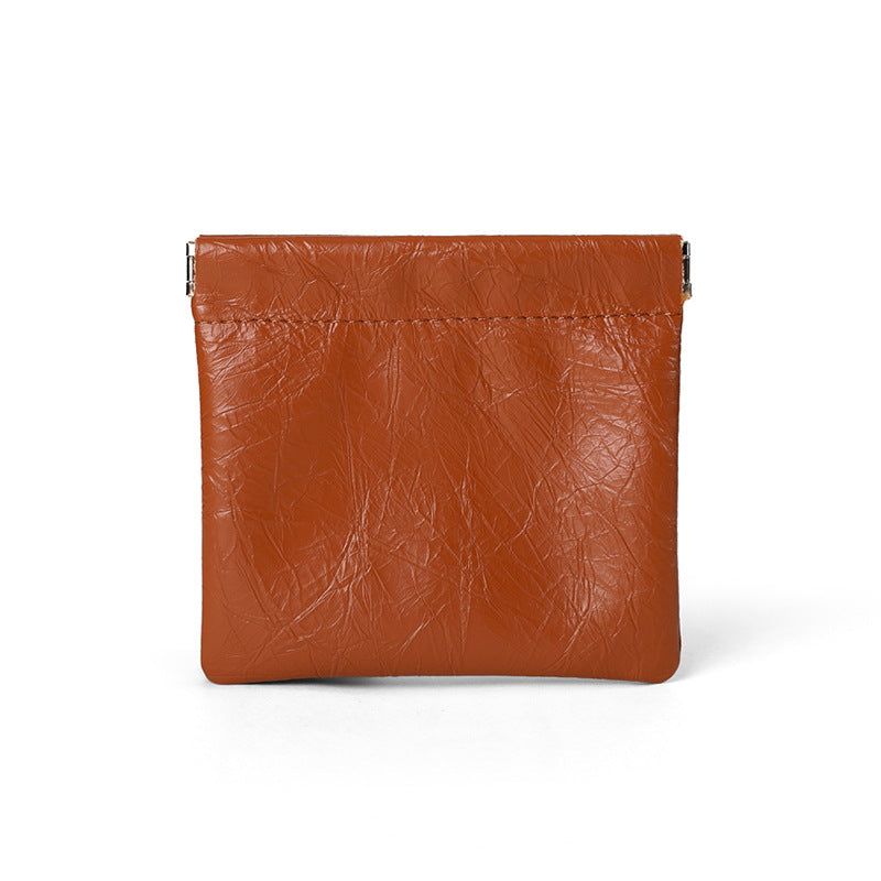 New retro shrapnel automatic tight mouth storage bag simple mini earphone bag small mouth red envelope portable change bag