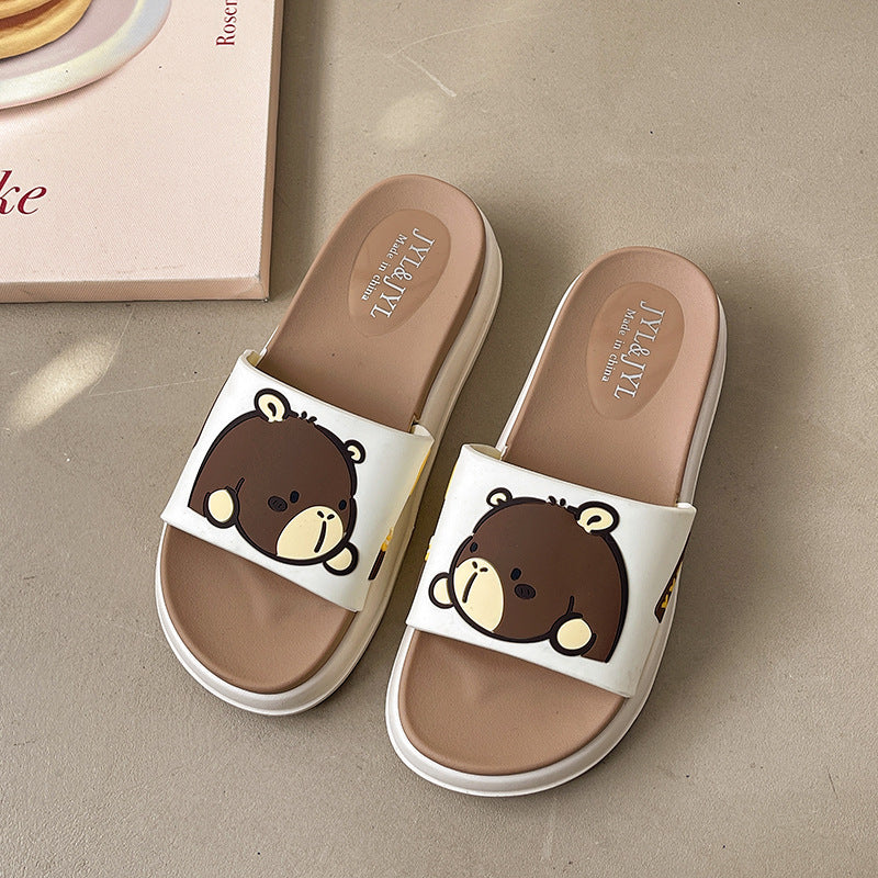 New arrivalthick sole slippers cute cartoon cool ins trendy outwear women's internet celebrity indoor non-slip platform cake beach women's slippers