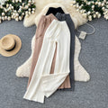 Soft and waxy knitting pants 2025fall and winter lazy style casual elastic waist elastic high waistslimming lookmopstraight-legpants