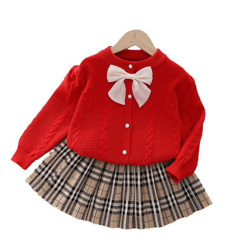 Girls' cardigan sweater set - two-piece autumn  collection - baby girl outerwear - chanel-inspired girls' outfit
