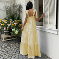 summer new european and american clothing  striped patchwork camisole sexy long dress for women