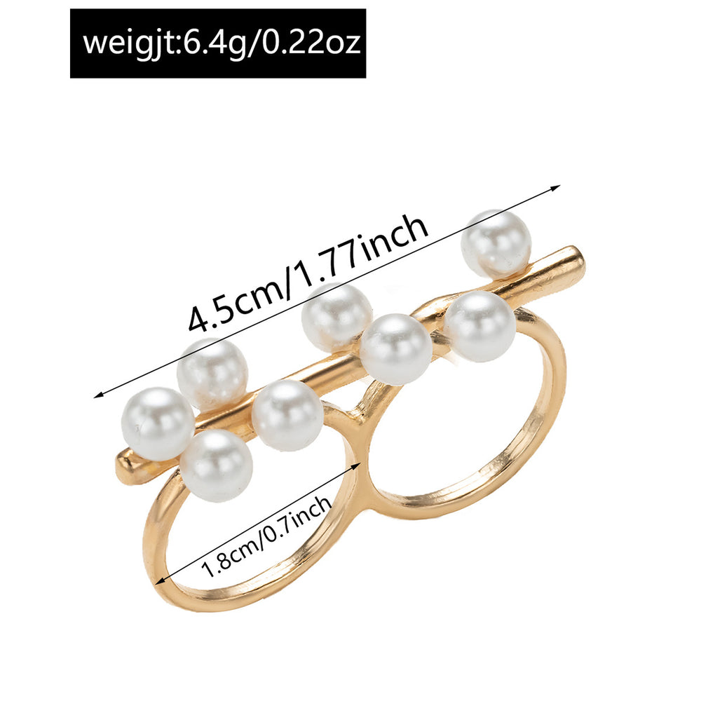 European and american cross-border trendy pearl ring for women, niche design, fashionable and versatile double-layer finger ring jewelry wholesale