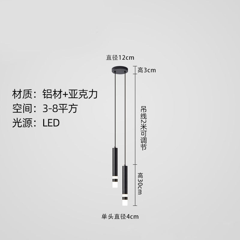 Modern minimalist linear single-head pendant light, italian-inspired light luxury style, suitable for bedrooms, bedside tables, bars, restaurants, and hotels