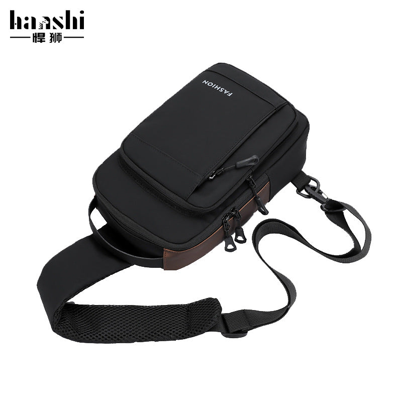 Fashion Men's Locomotive Crossbody Bag Premium Casual Women's Breast Bag Tide Travel Waterproof Shoulder Bag Commuter Chest Bag