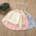 Baby girl handmade floral cardigan two-piece set -  autumn new collection - cute girls' skirt set - girls' sweater outfit