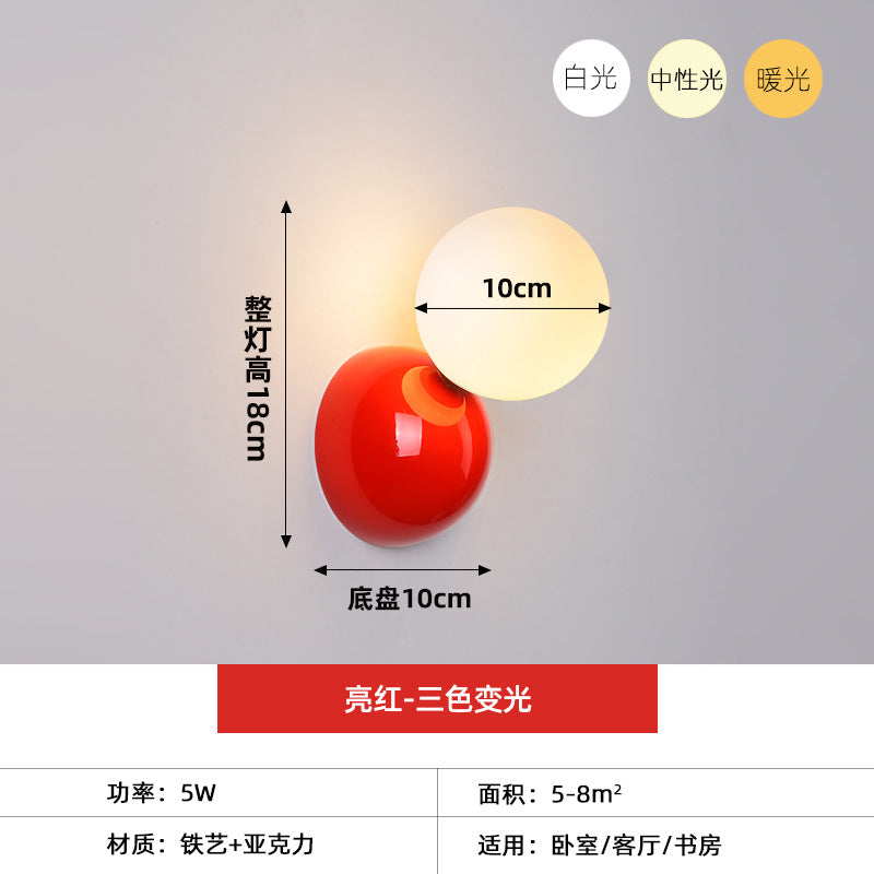 Cream wind wall lamp bedside bedroom night light creative sofa background wall staircase aisle lighting colorful ball lamp