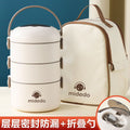 Multi-layer insulated lunch box bowl, microwaveable, portable lunch bucket, stainless steel lunch box for home office workers