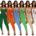 C7489 cross-border   fashion women's casual sexy halter backless solid color jumpsuit