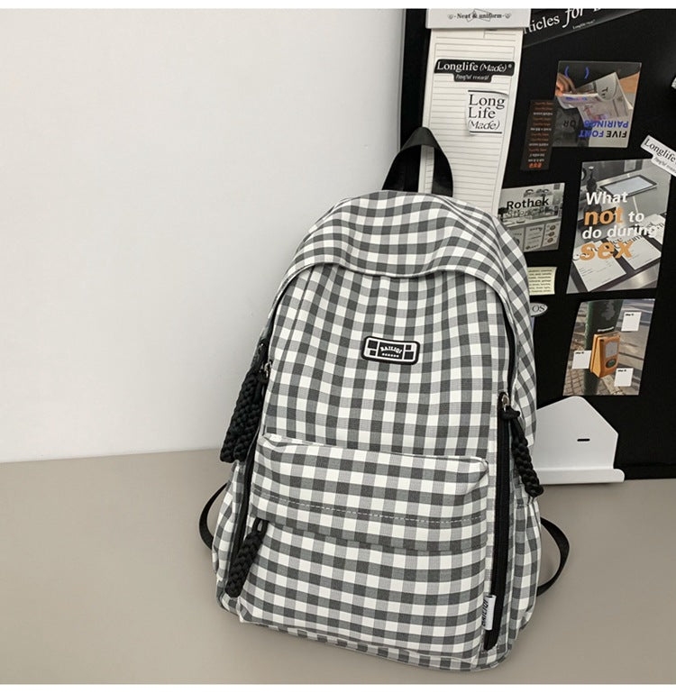 Wholesale women's backpack - fresh & chic school backpack for middle and high school students - plaid design, large capacity, new 2025 collection