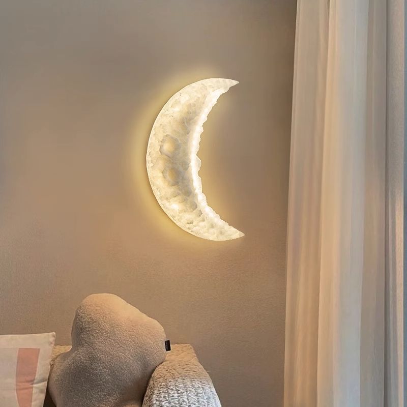Modern minimalist moon wall lamp - creative ambient lighting for dining room, living room, bedroom, hallway, entryway, wall art decoration, and stairway