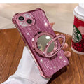 Suitable for apple 17pro mobile phone case, four-corner water ripple glitter mirror magnetic holder iphone16 protective cover