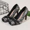 plus size back hollow flatsbows red bottom flatsnew arrivallace mesh square toe thin heel high heels