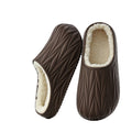 Classy pleated cotton slippers for men, home and outdoor wear, fleece-linedheattechstuffedretro cotton slippers, toe-cap half slippers for winter