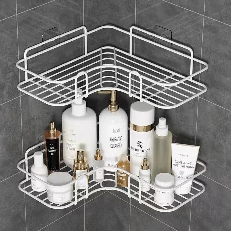 No-drill bathroom vanity organizer, corner shelf, toilet wall-mounted kitchen storage rack, bathroom storage shelf